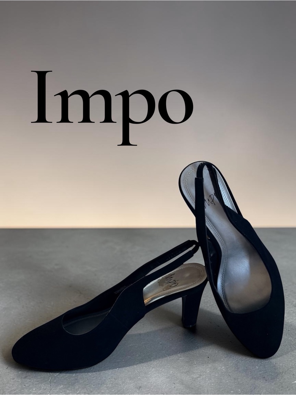 Impo Veronia Black Slingback Pumps Size 9M 3” Heel Classic Career Dress Shoes
